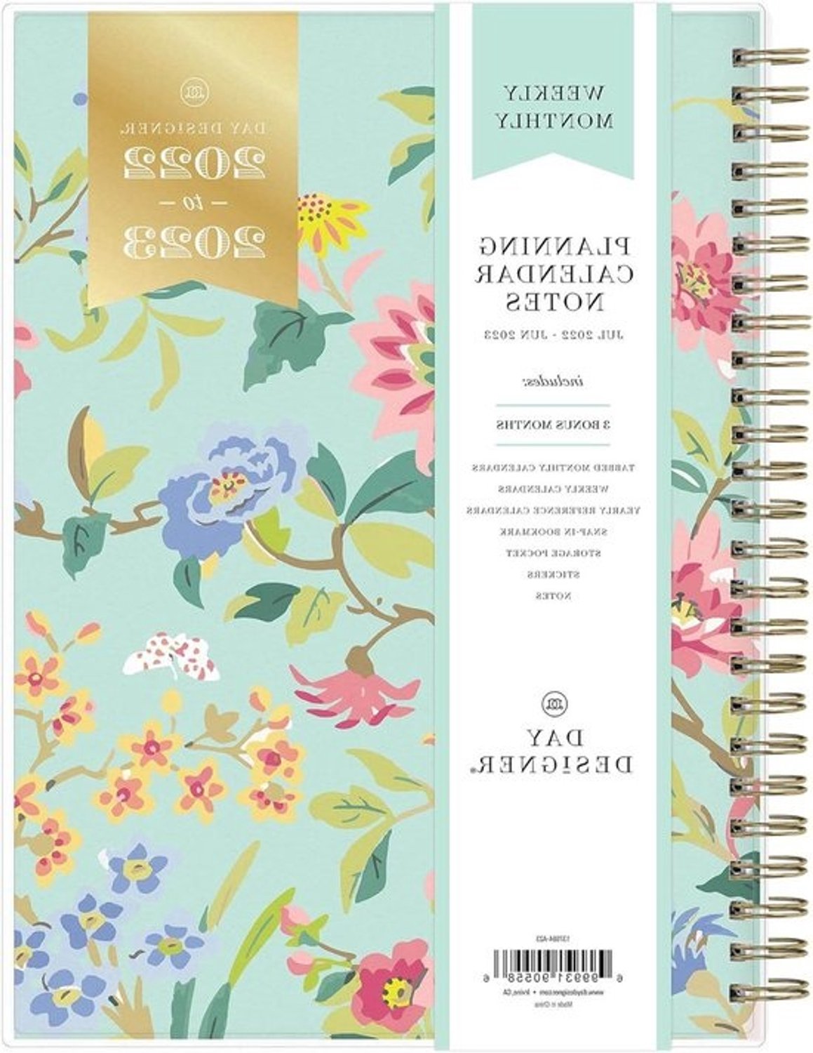 Academisch Planner - Agenda-organizer - Dagelijkse planning - Plan met aandacht - A5 Formaat - Bloemen Mint