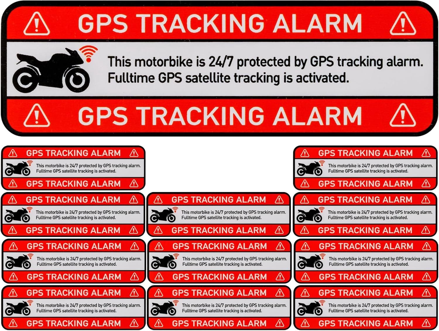 GPS Alarm Stickers Motorfiets - 12 Stuks - 67x21mm - Anti-diefstal