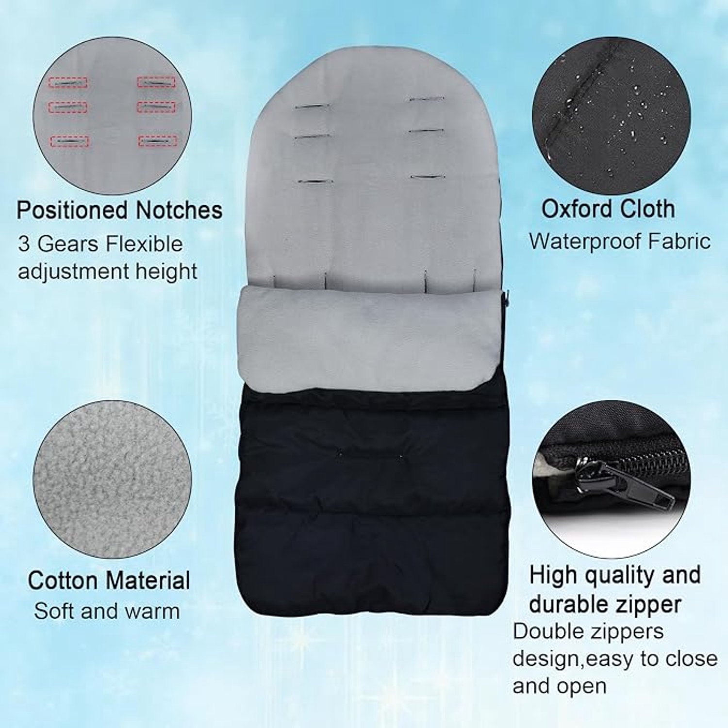 Baby Voetenzak Winter – Universeel & Waterdicht | Winddicht & Rits | Voor de Meeste Kinderwagens & Buggy's – foto 2