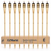 EZMarkt Bamboe Tuinfakkels XXL – 10 stuks – 120 cm – Navulbaar – Inclusief lont