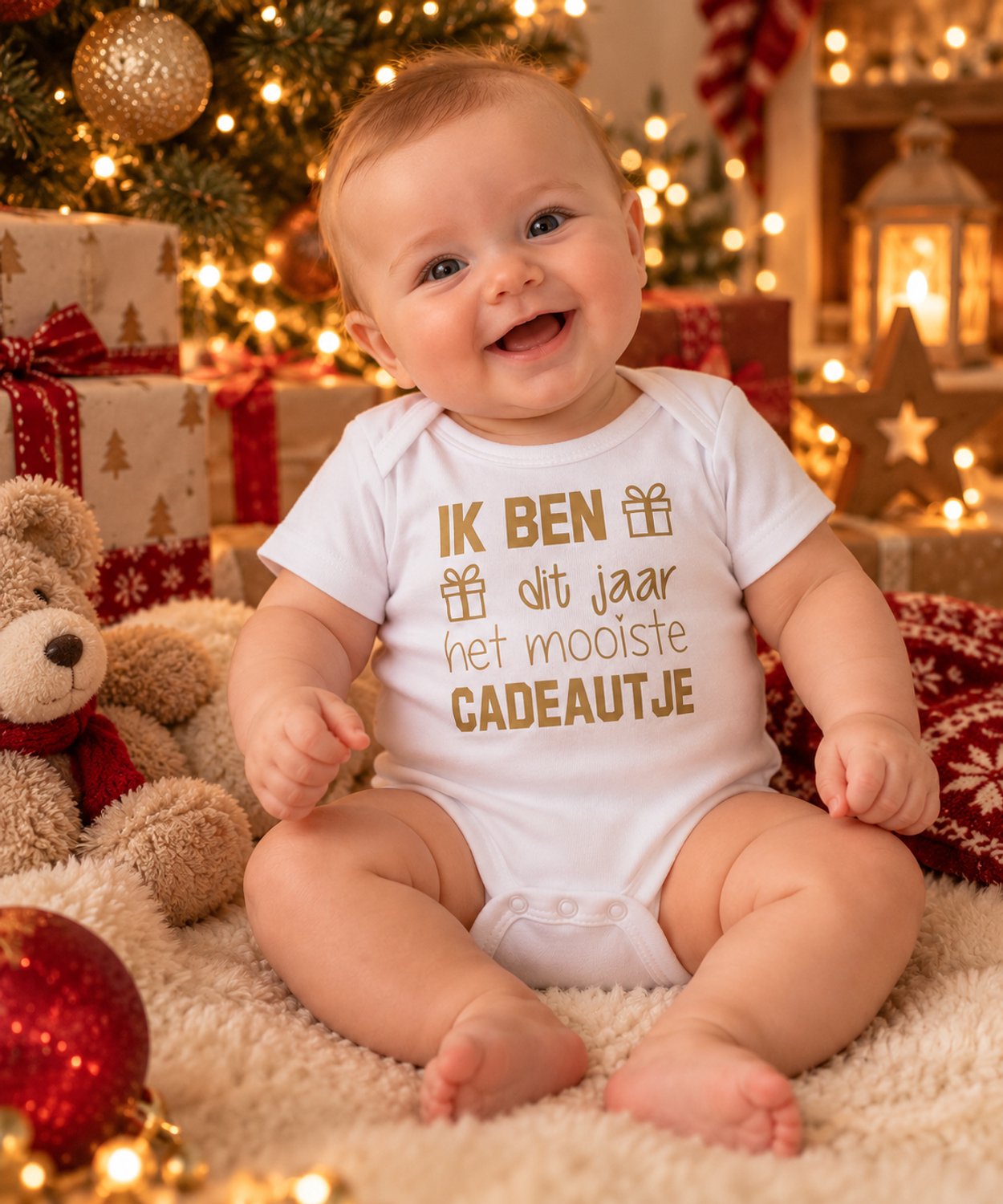 Baby romper met tekst-zwangerschap aankondiging | ik ben dit jaar het mooiste cadeautje | korte mouw | wit goud | maat 62/68 | geboorte kraamcadeau cadeau eerste Moederdag liefste mama Vaderdag papa – foto 3