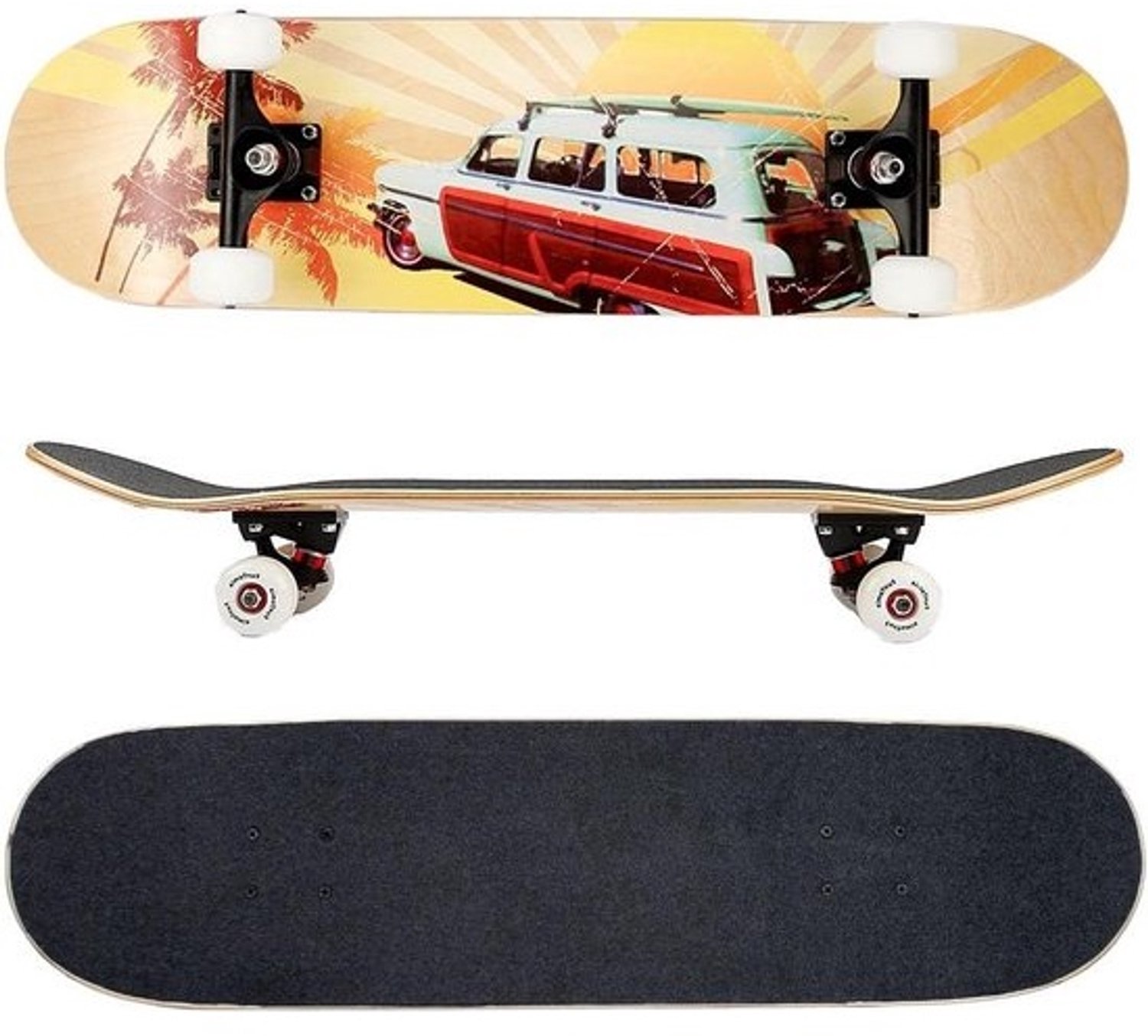 Skateboard van esdoornhout Streetboard cruiser Voor trucs en tricks ABEC-9-lagers 78.5 x 20 cm Beachcar