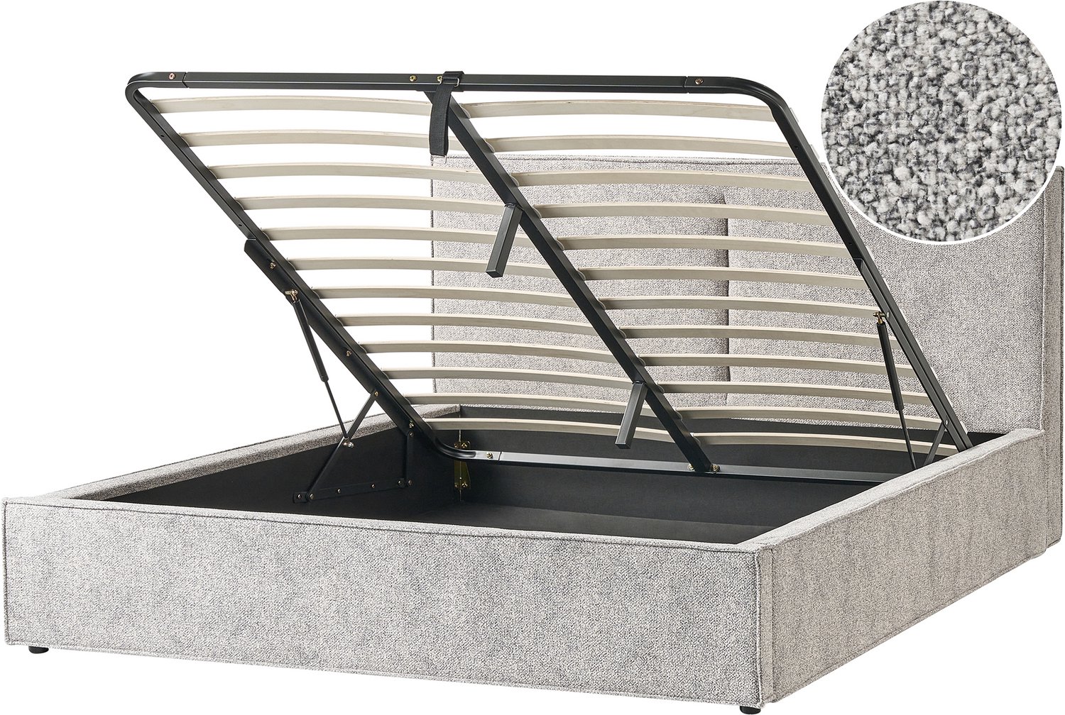 Beliani MOISSAC - Bed met opbergruimte - Zwart/Wit - 180 x 200 cm - Gebreid