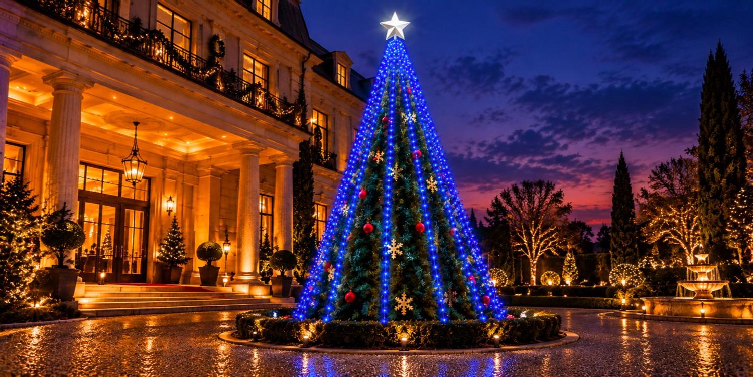 Fameilleur Kerstboomverlichting 500 LED - Lichtmantel voor Bomen tot 500 cm - Blauw - Kerstverlichting Binnen & Buiten - IP44 - Donkergroene PVC Draad - 5V DC - Kerstboom Lichtsnoer - Kerstdecoratie voor Tuin, Terras & Woonkamer - Winterse Kerstsfeer