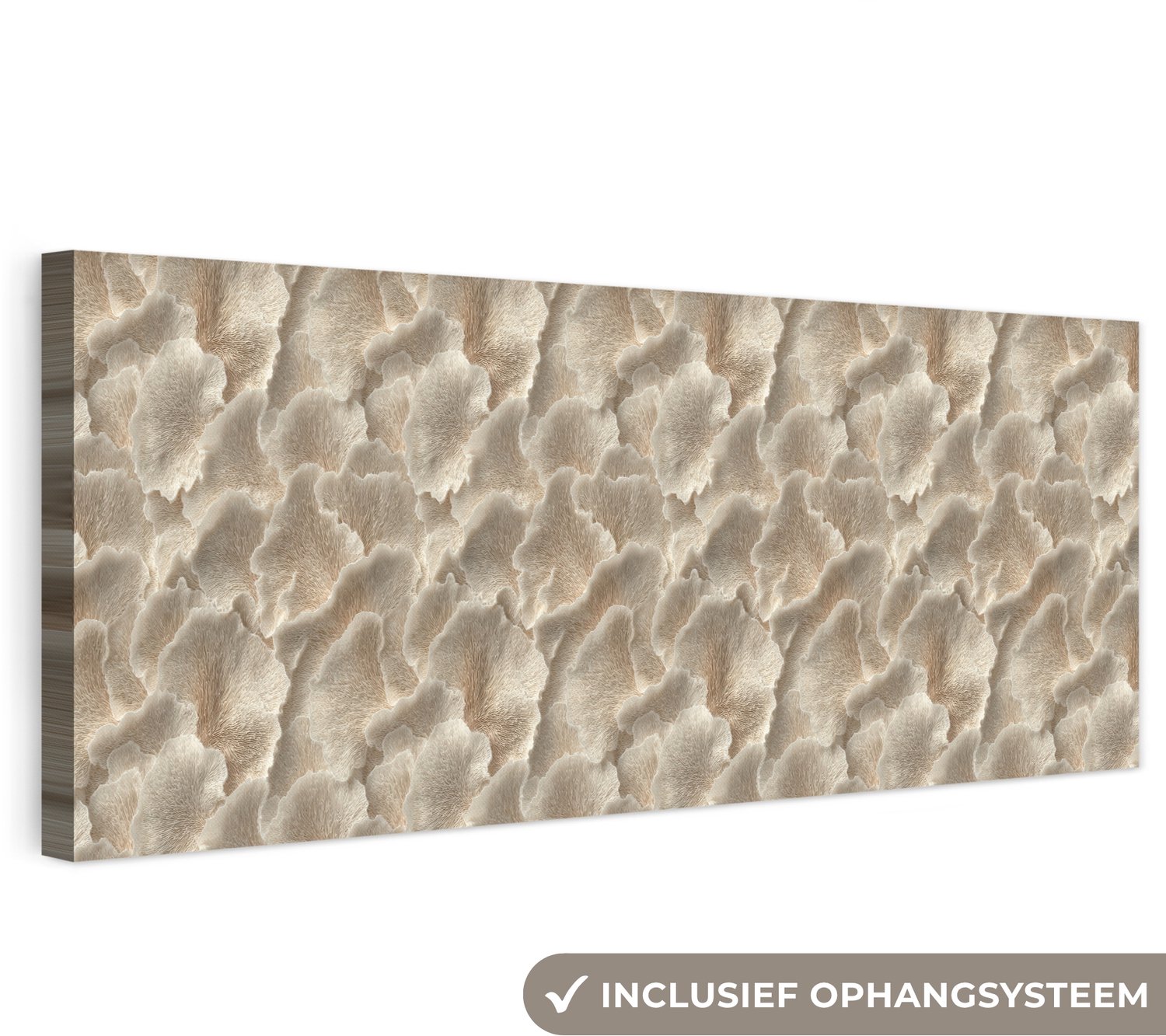 Canvas schilderij 90x30 cm - Exclusieve wanddecoratie Waaierstructuren - Beige - Vezeltextuur - Muurdecoratie woonkamer - Slaapkamer decoratie - Kamer accessoires - Schilderijen op canvas