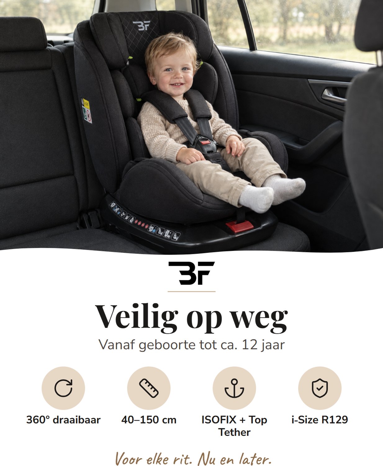 Bebies First Prestige Meegroei Autostoel 360° Draaibaar met Isofix – i-Size – Baby & Kind 0-12 Jaar – Zwart – foto 5