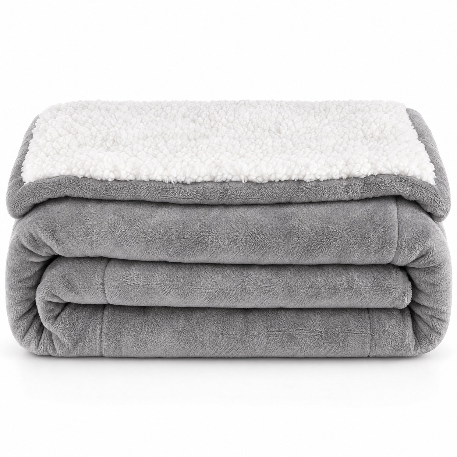 Levano Fleece Deken Lichtgrijs - Plaid Lichtgrijs - Sprei - Dekentje voor op de Bank - Sherpa Fleece Plaid - Warme Deken - 150 x 200 cm - Fleecedeken - Winterdeken - Bankdeken Hond Lichtgrijs;Wit