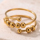 Lundholm Lauren Ring Dames – Premium Stainless Steel 2.5 Micron PVD Gold Plated – Anxiety Ring met Schuifbare Ringetjes – Ringen Dames Goudkleurig Verstelbaar One Size Cadeautje Vrouw Afscheid Bedankt Cadeau Vrouw – Scandinavisch Design