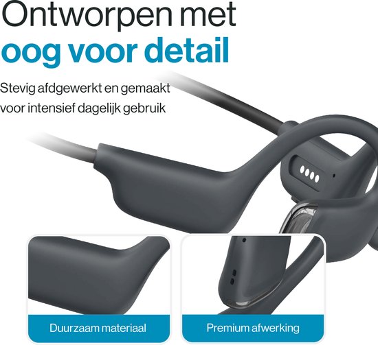 REBØNE® Beam Open Ear Oortjes - Sport Oortjes Draadloos - Open Ear Koptelefoon - Hardloop Oortjes met Nekband - Bluetooth 5.4 - IPX5 - Zwart