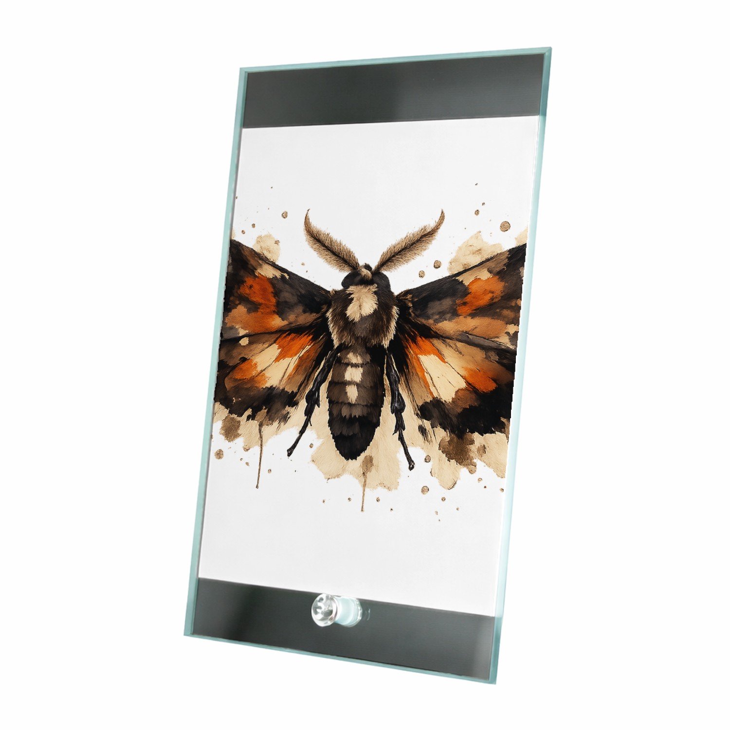 Mr Cadeautjes Glasframe 15 x 23 - design Een dramatisch insect of nachtvlinder met brede vleugels en | cadeau Wit