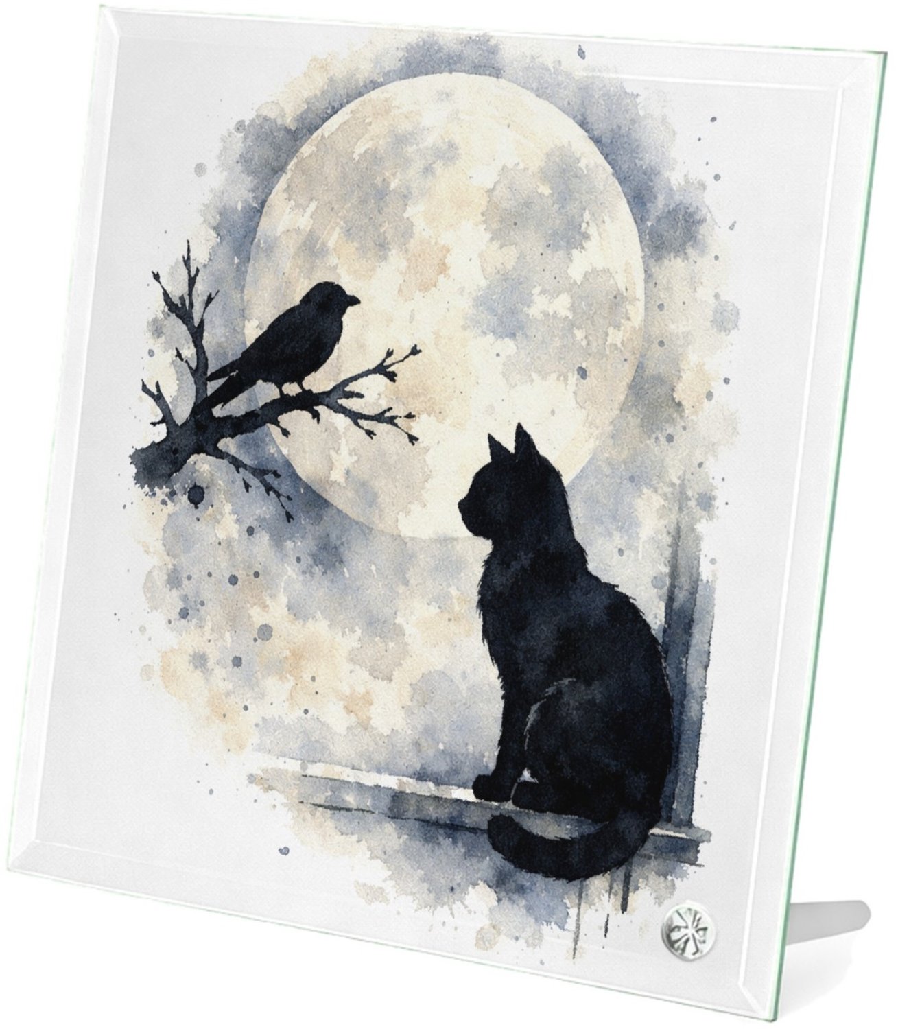 Mr Cadeautjes Glasframe 20 x 20 - design Een donker, elegant natuurbeeld met een andere hoofdvorm en | cadeau Wit