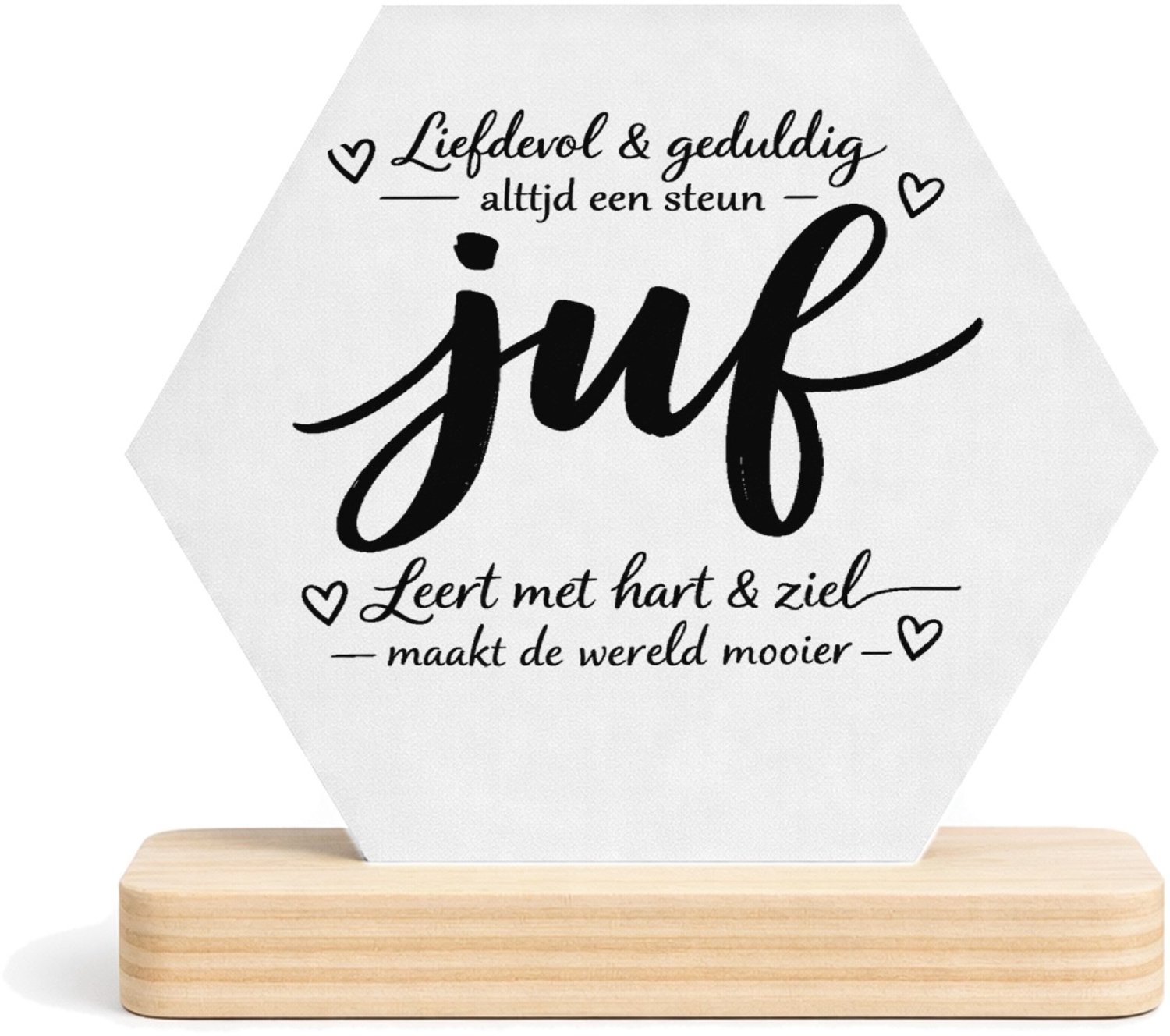 Mr Cadeautjes MDF fotolijst/inleg hexagon 14 x 13 - design Een minimalistische tekstprint met een groot kernwoord, aang | cadeau Wit