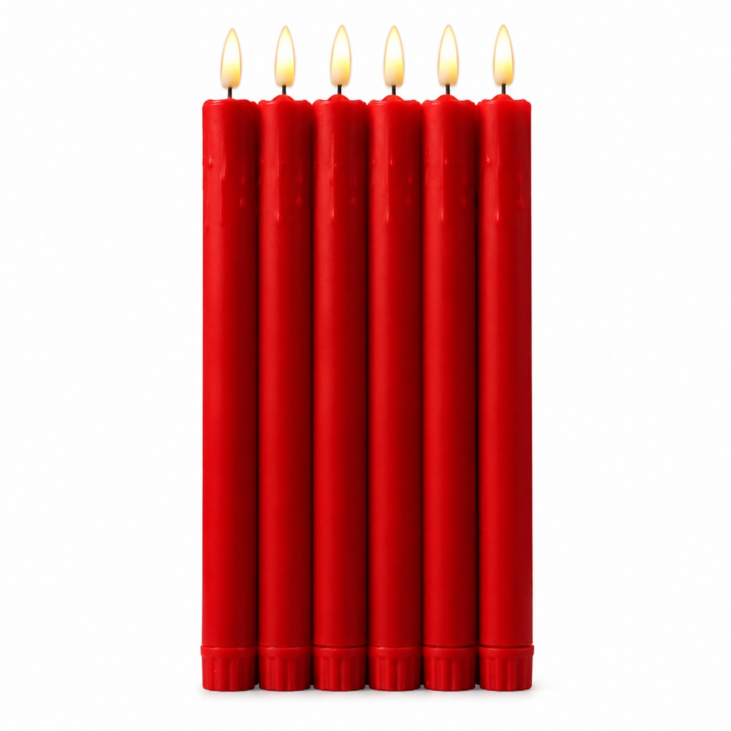 SWGOTA led kaarsen - 1 rode decoratieve LED-kaars met wasdruppelreliëf en vlamvormige lichttip, standaarduitvoering Rood