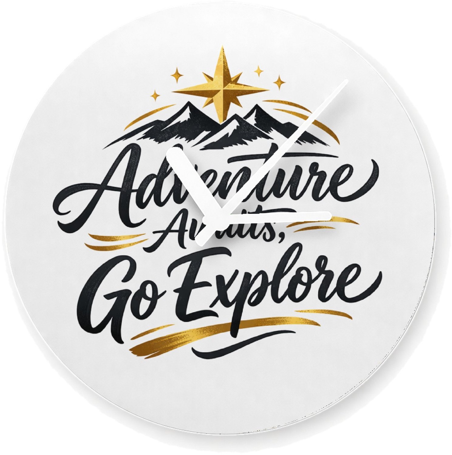 Mr Cadeautjes Glazen klok Ø 20 - design Een luxe reisquote met een andere natuurlijke ondergrond en | cadeau Wit