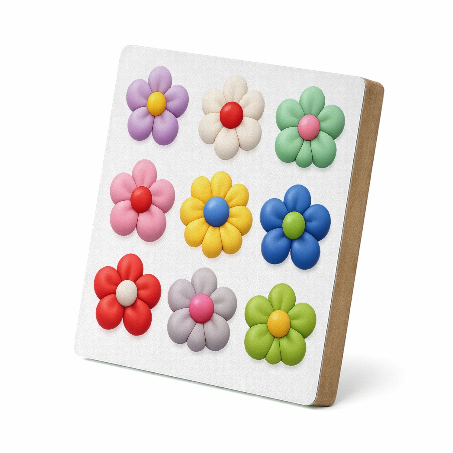 Mr Cadeautjes MDF staande fotolijst 15,2 x 15,2 - design Een reeks speelse fruitvormen met verschillende texturen, ne | cadeau Wit