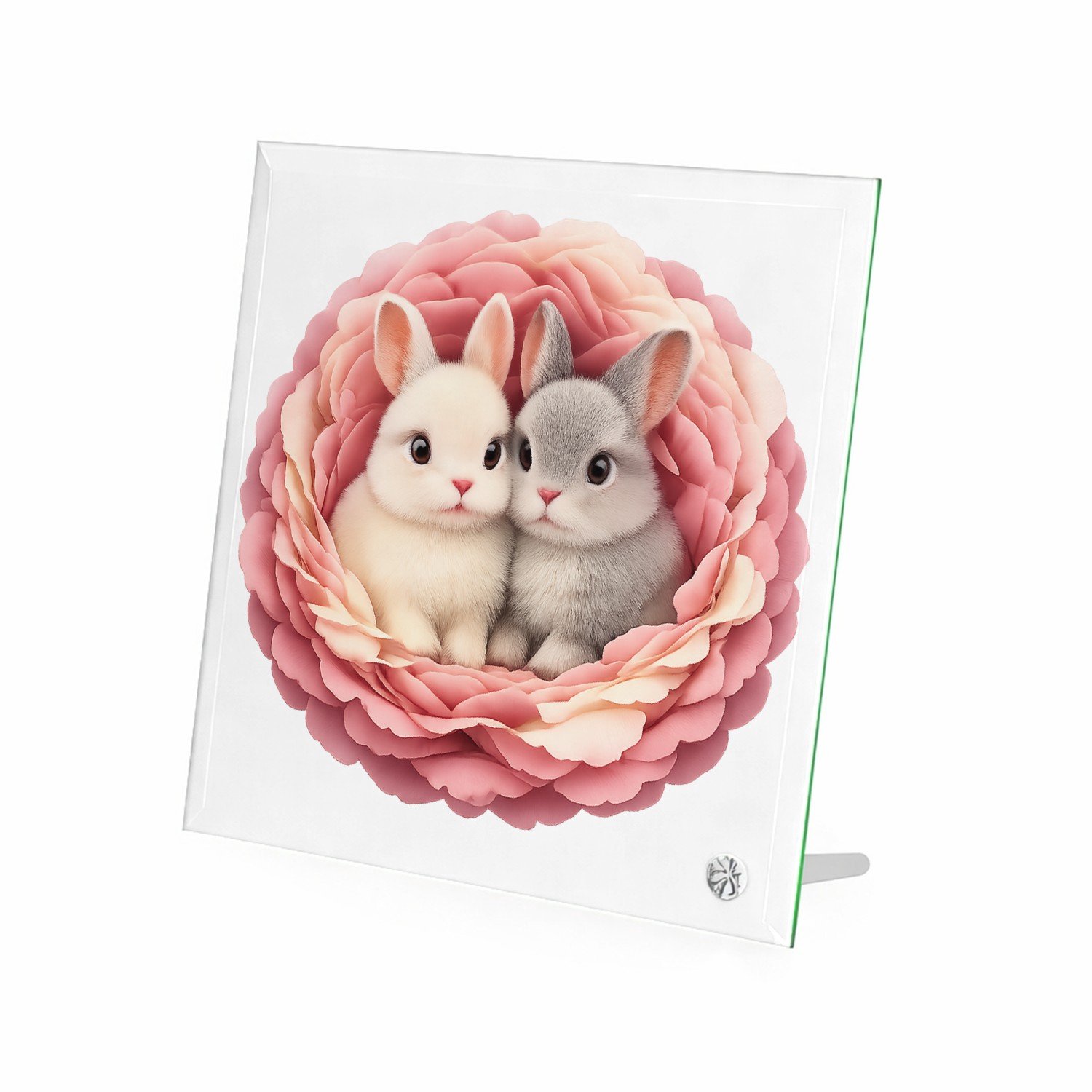 Mr Cadeautjes Glasframe 20 x 20 - design Een knusse dierenprint met een vergelijkbaar omlijstend nest | cadeau Wit