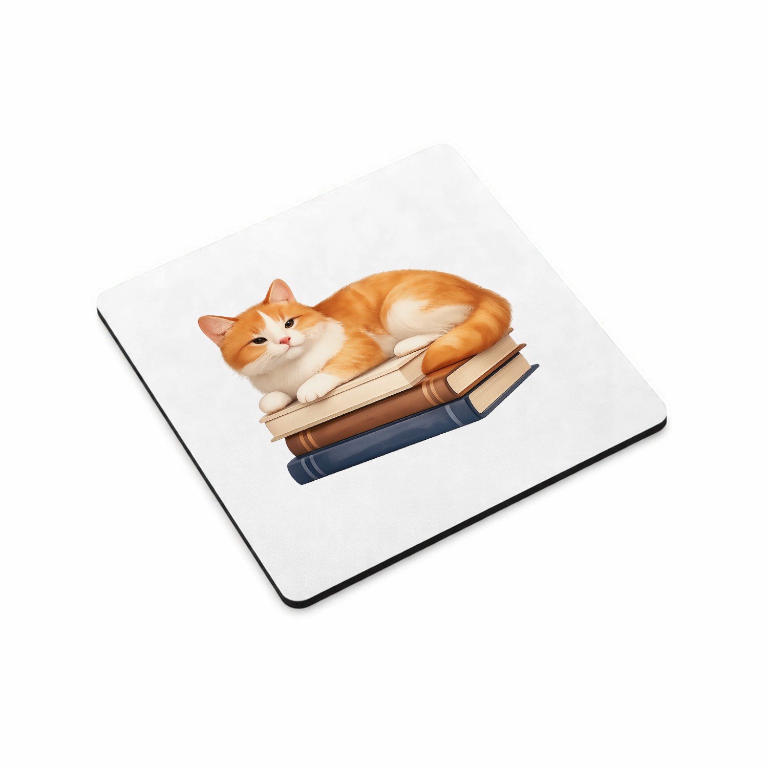 Mr Cadeautjes MDF magnetische fotolijst vierkant 9,5 - design Een ontspannen dier op een hobby-object met een korte, kalme | cadeau Wit
