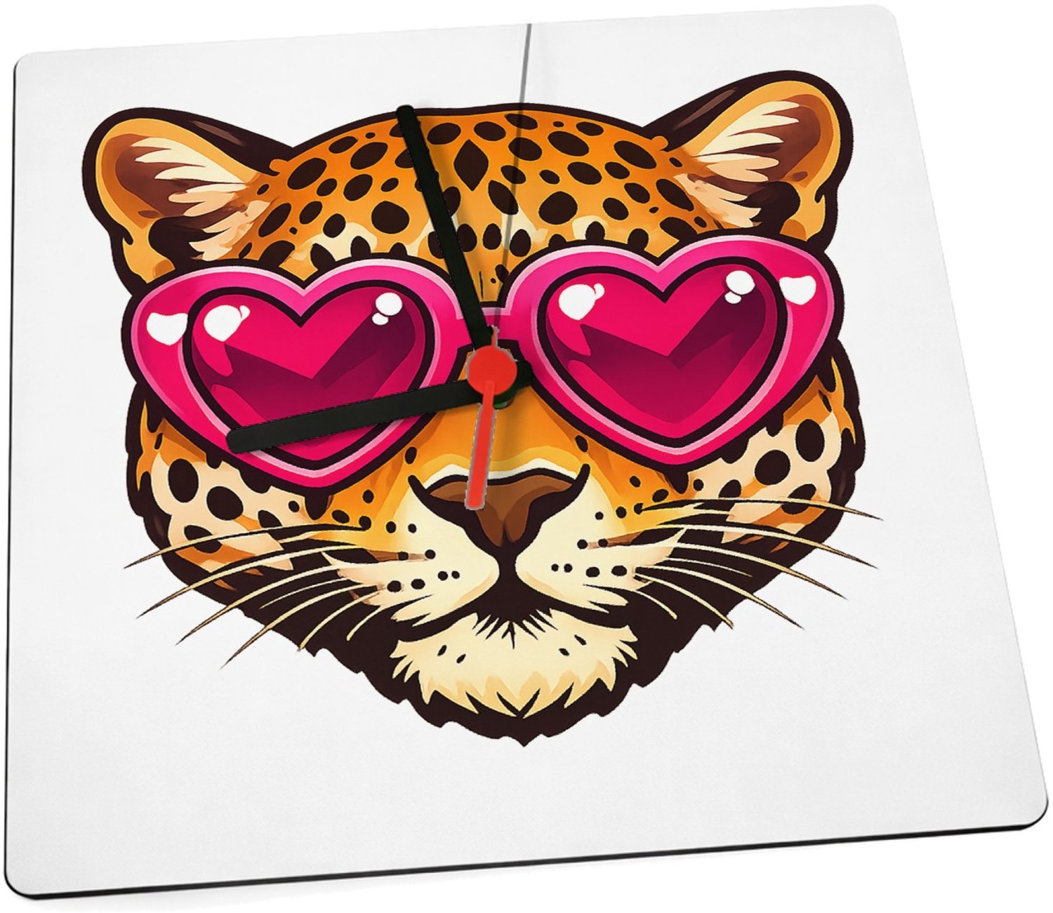 Mr Cadeautjes Klok 19 x 19 - design Een opvallend dierenportret met een onverwachte mode-accesso | cadeau Wit