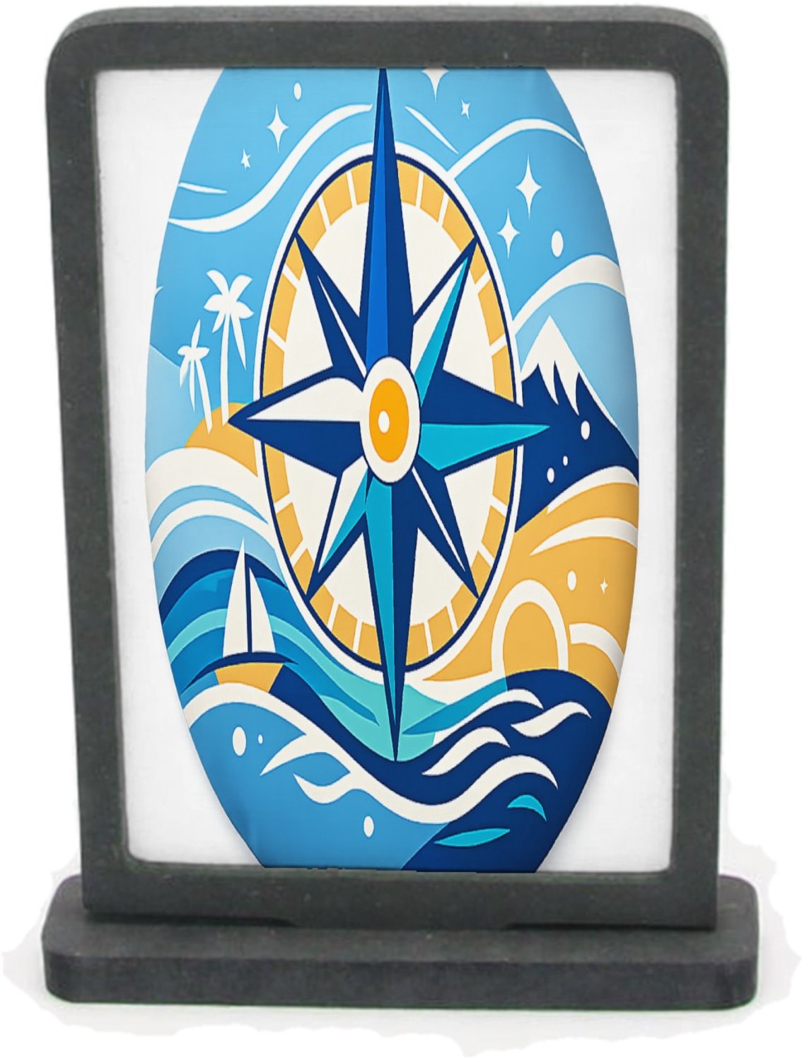 Mr Cadeautjes Houten fotolijst rechthoek met MDF inleg - design Avontuurlijk kompaskussen | cadeau Wit
