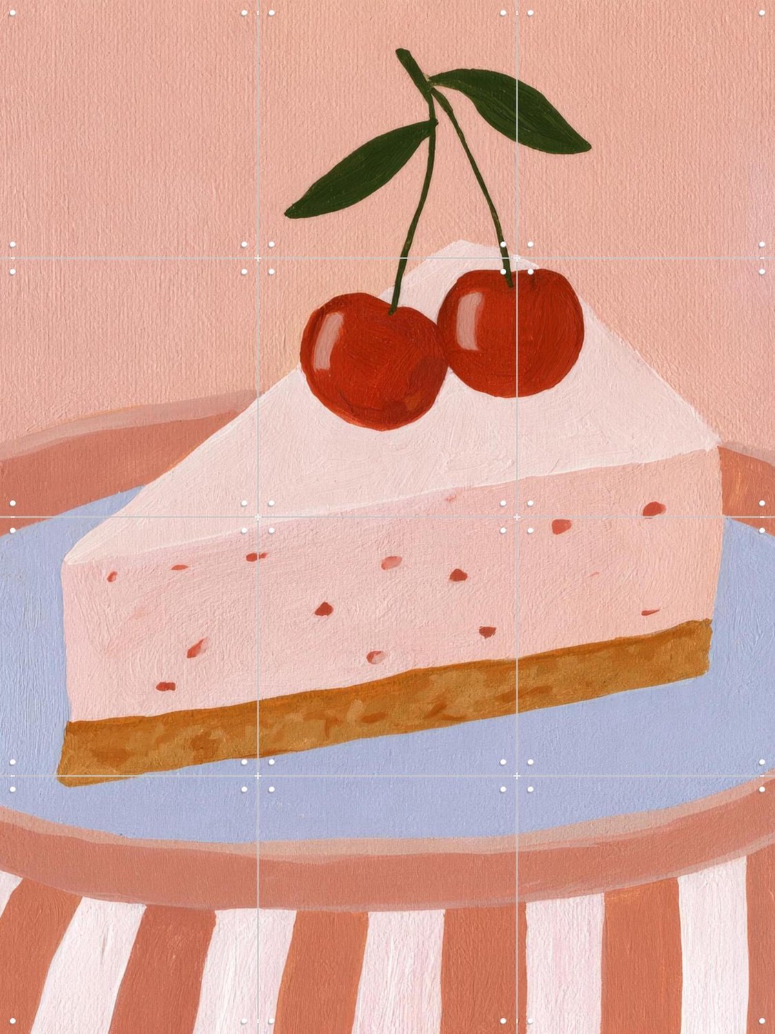 IXXI Cheesecake, Atelier Pommeline - 60 x 80 cm - Grote wanddecoratie en posters - Kleurrijk, Modern, Eetkamer, Keuken, Woonkamer, Voedsel, Eten & Roze / Rood