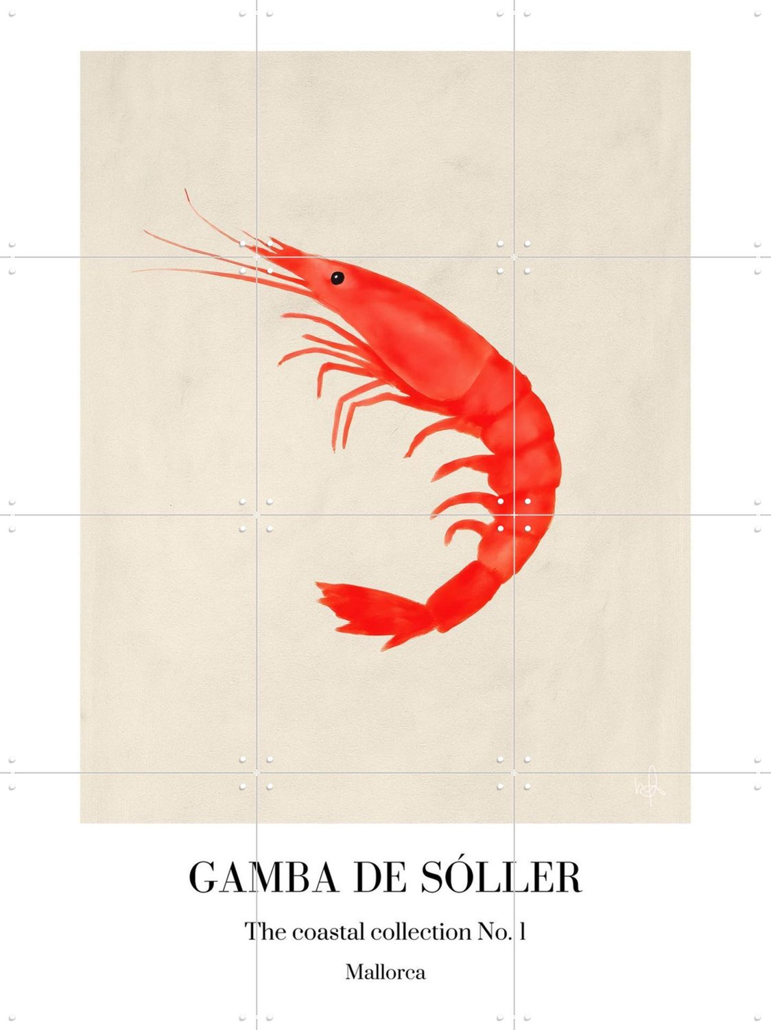 IXXI Gamba De Sóller, Interiorisla - 60 x 80 cm - Grote wanddecoratie en posters - Schilderijen, Strandhuis, Keuken, Eten & Drinken, Zeevruchten Beige