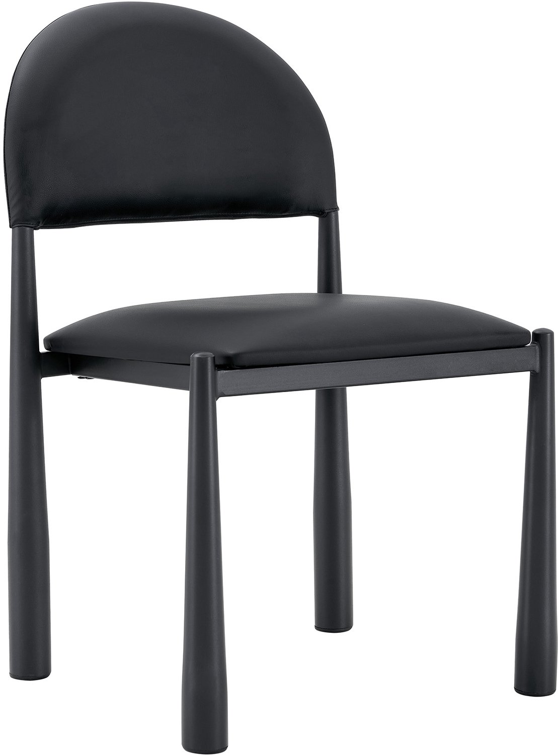 MUVANO Zwarte eetkamerstoelen set van 2 - Keukenstoelen - Halfronde rugleuning - PU-kunstleer en metalen poten - Zithoogte 45 cm - Voor keuken en eetkamer