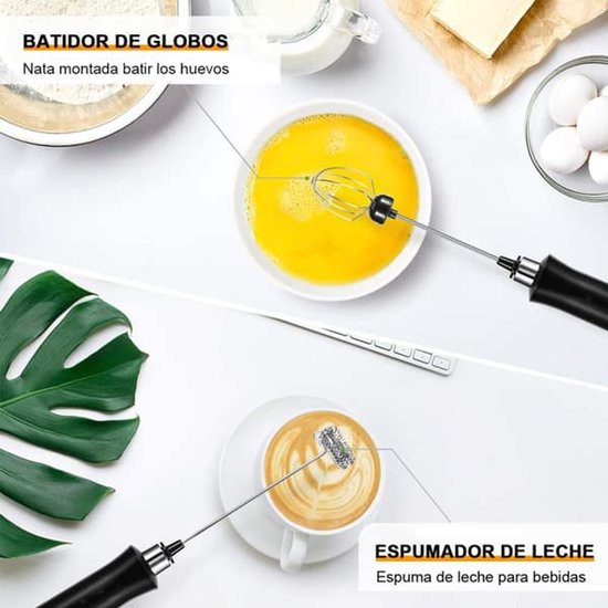 3-in-1 multifunctionele handmixer, zwart, 3 snelheden, 1200 mAh, USB, 15x4 cm — afbeelding 2