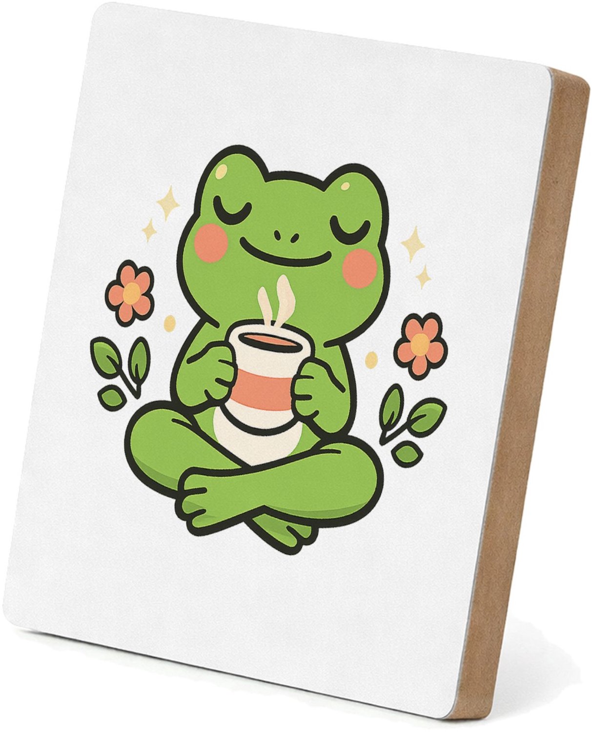 Mr Cadeautjes MDF staande fotolijst 15,2 x 15,2 - design Rustige diermeditatie met een onverwacht grappig zelfzorgmom | cadeau Wit