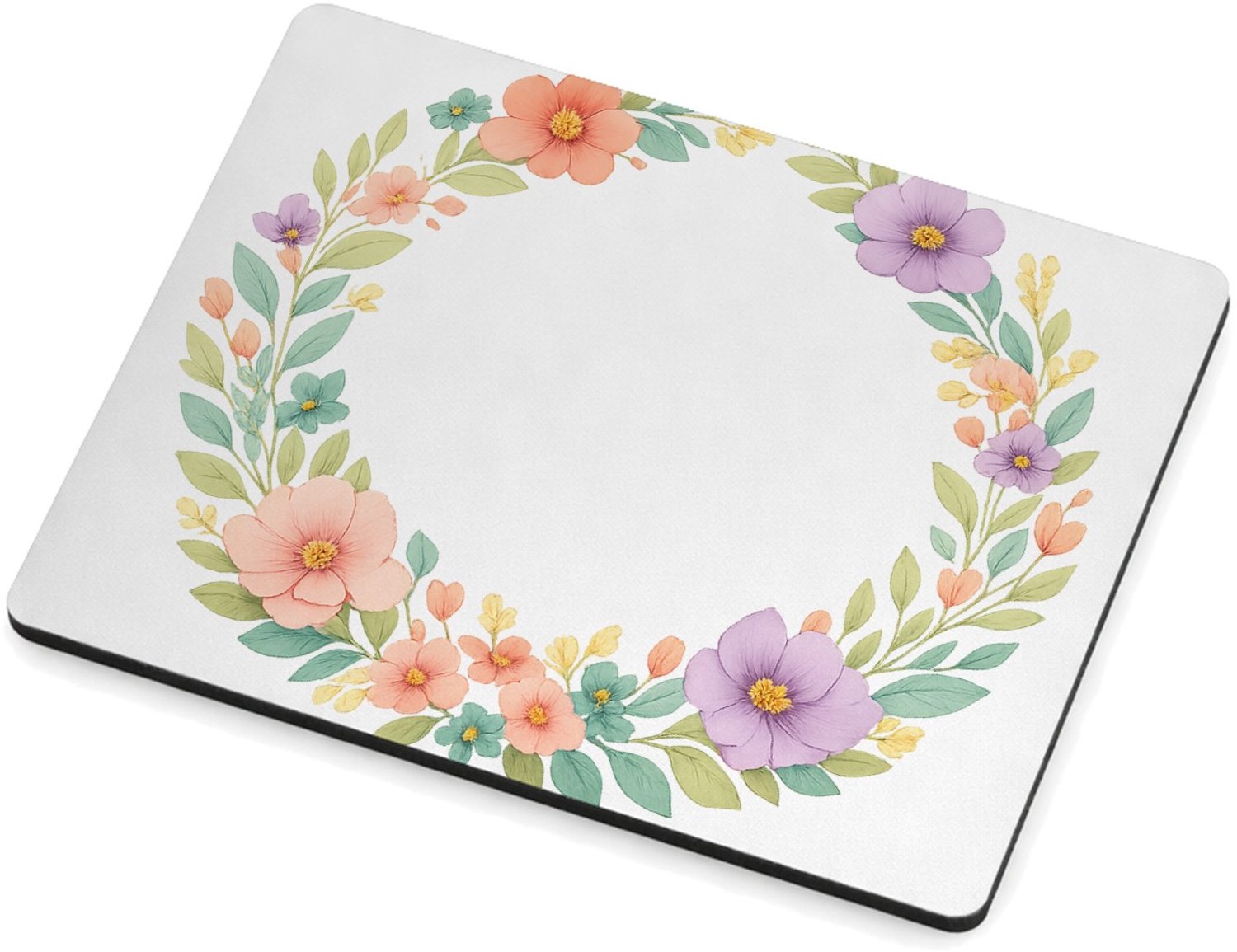 Mr Cadeautjes MDF magnetische fotolijst 9 x 7 - design Ronde seizoenskrans met buitenste ring van bladeren en binne | cadeau Wit