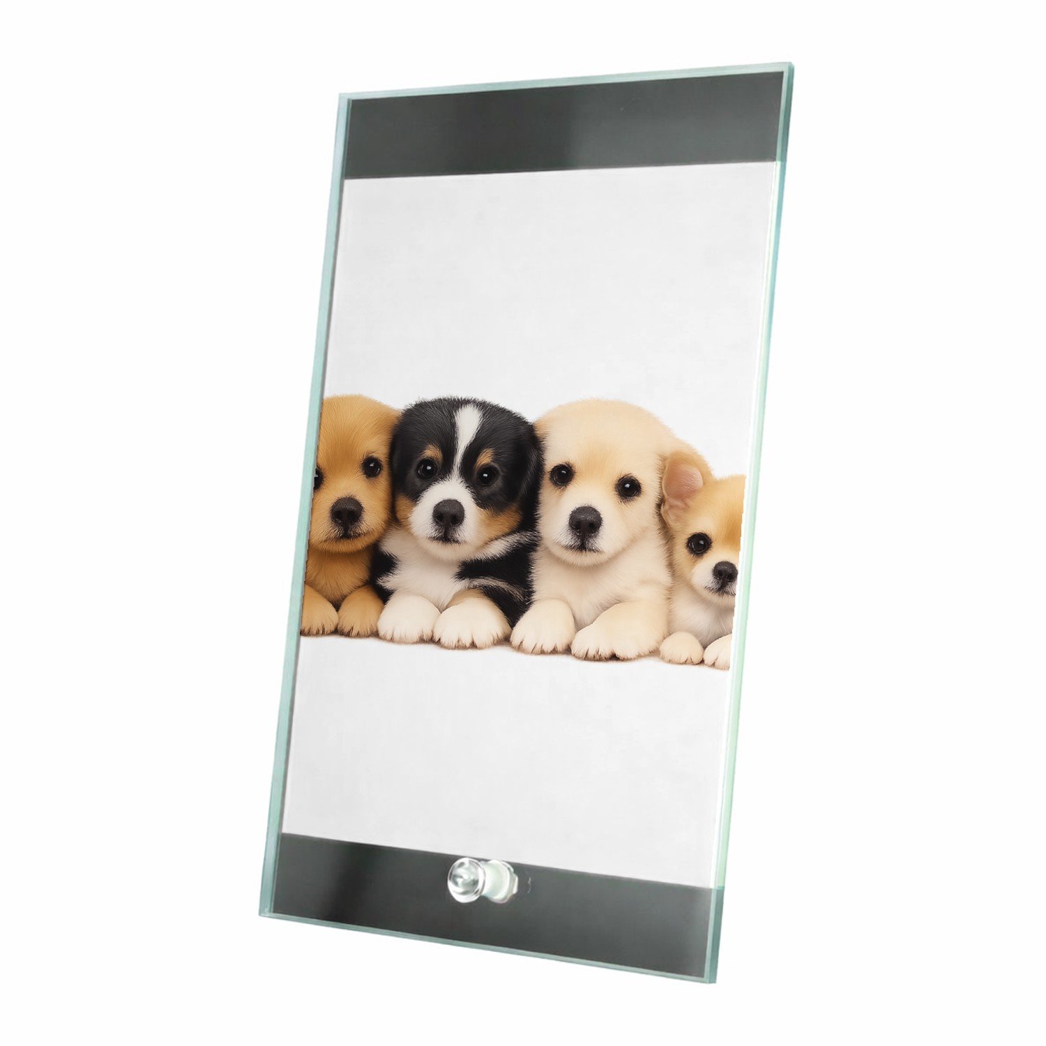 Mr Cadeautjes Glasframe 15 x 23 - design Een vrolijke, zachte dierenprint met een compacte groep jong | cadeau Wit