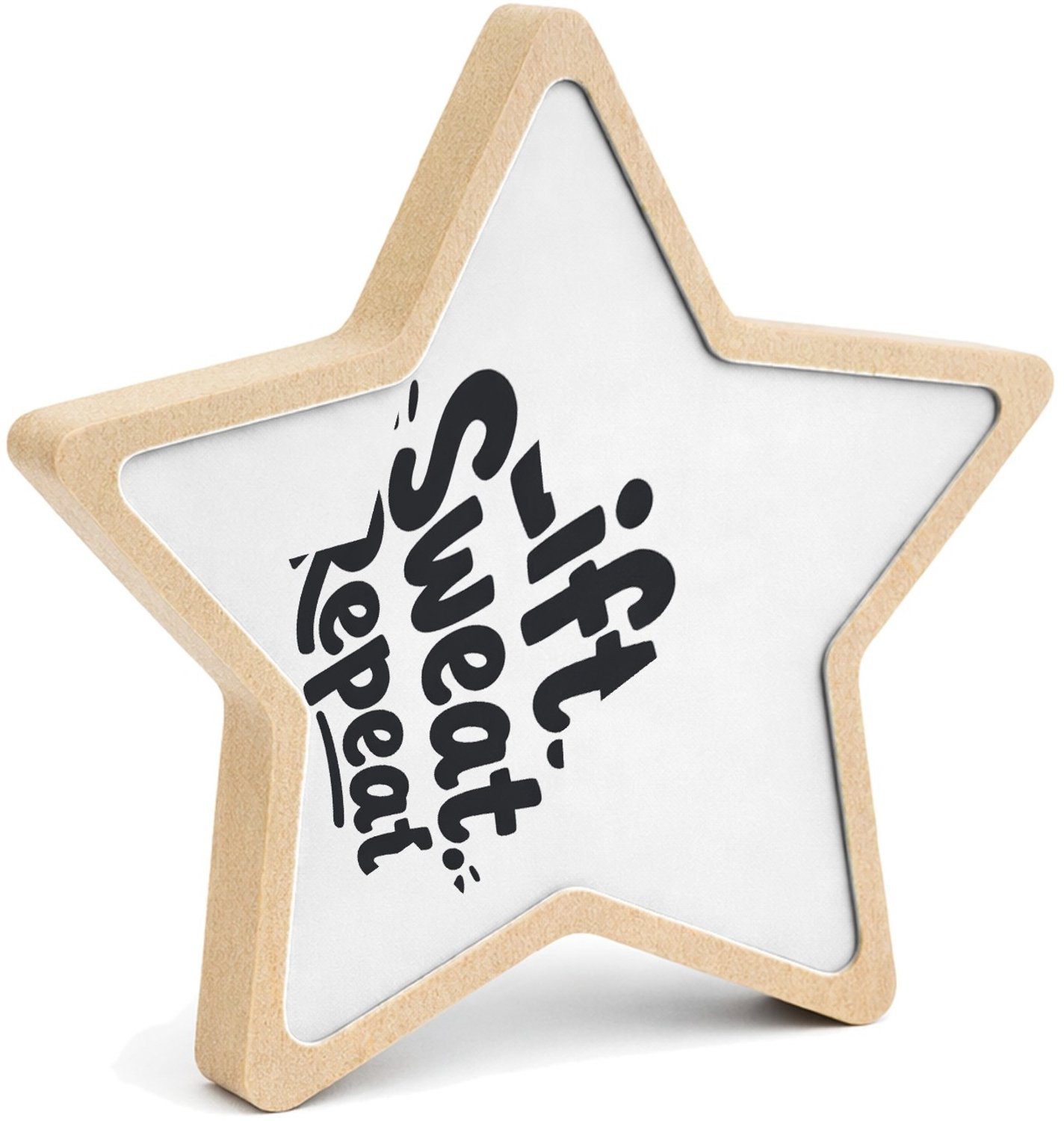 Mr Cadeautjes MDF fotolijst ster 14 x 13,5 - design Minimalistische cadeautekst met een sportieve twist | cadeau Wit