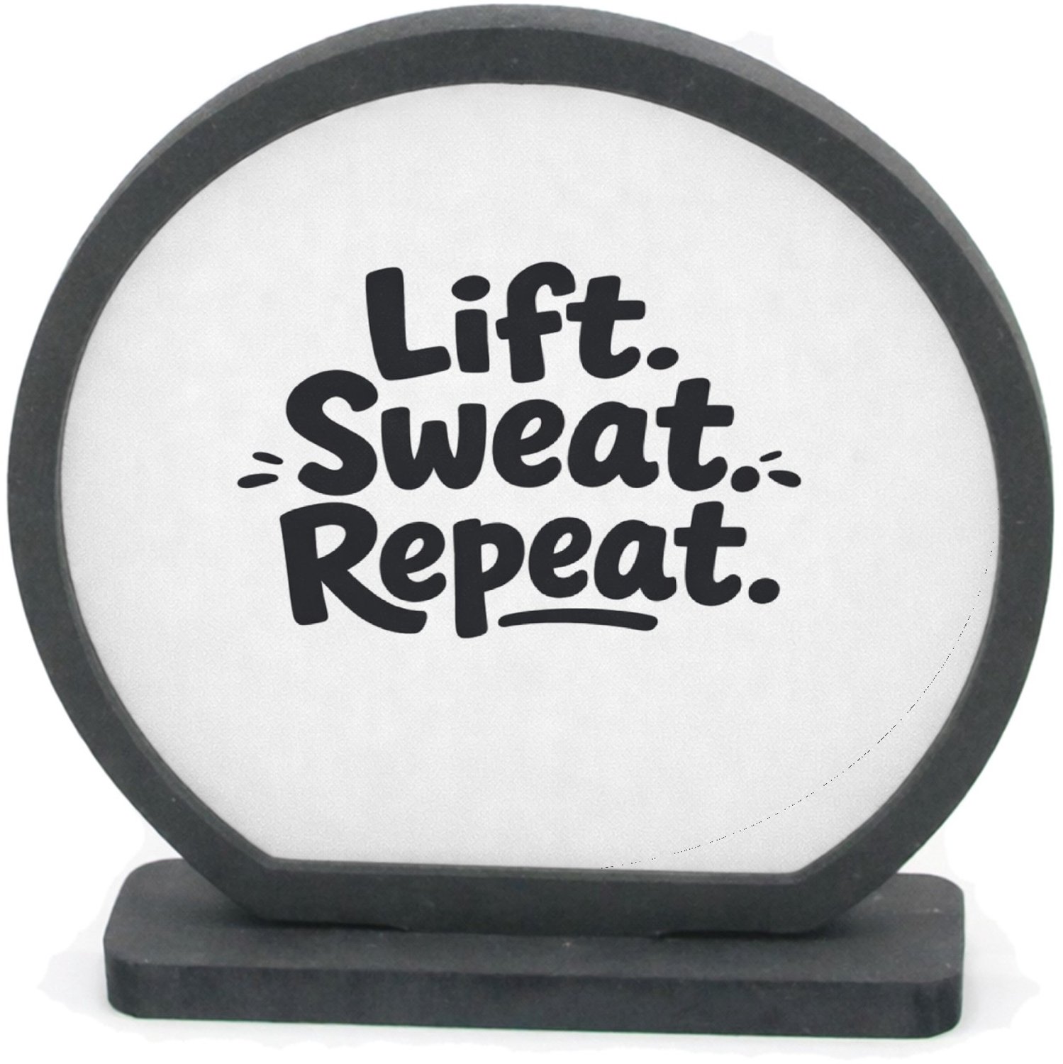 Mr Cadeautjes Houten fotolijst rond met MDF inleg - design Minimalistische cadeautekst met een sportieve twist | cadeau Wit