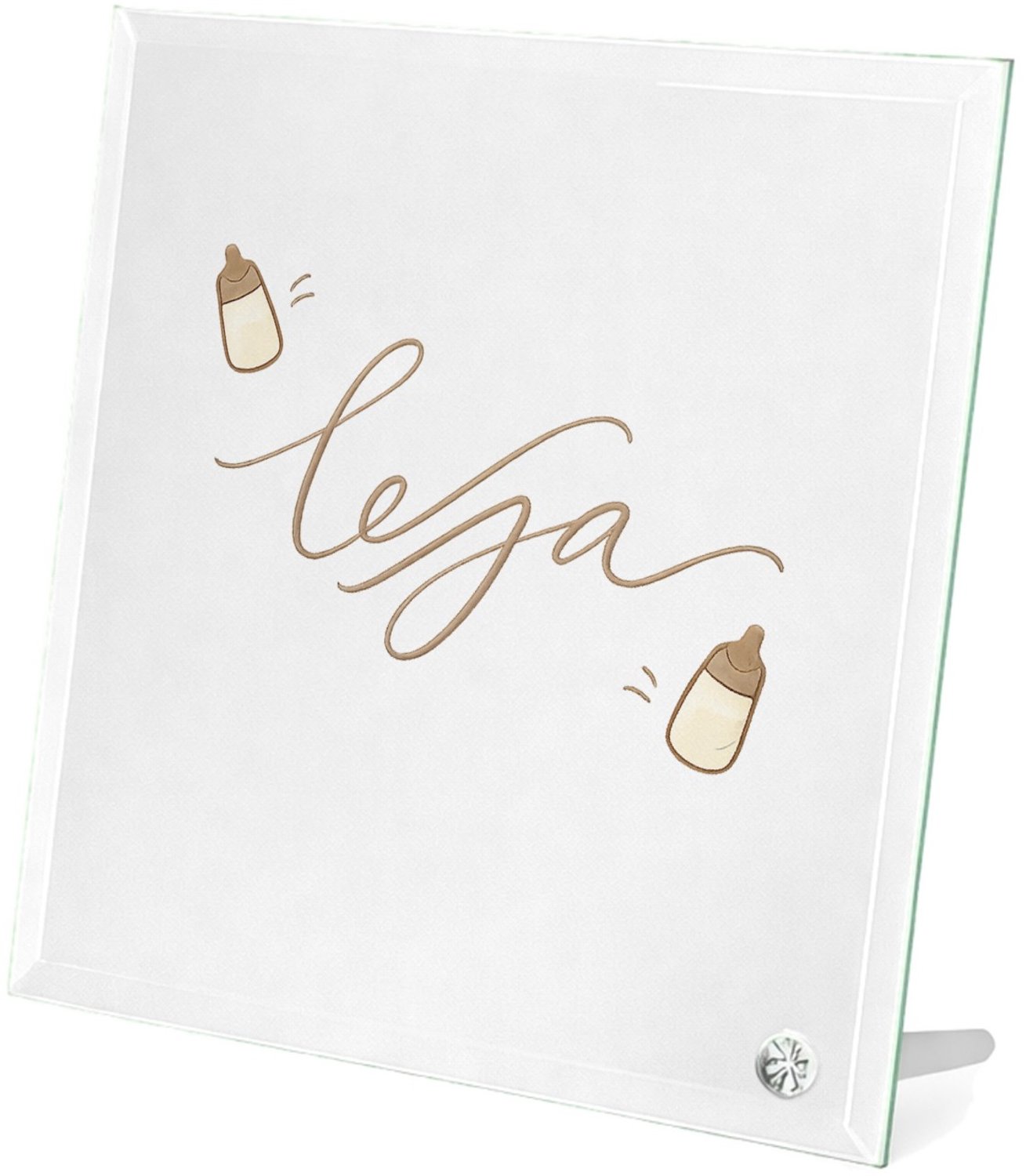 Mr Cadeautjes Glasframe 20 x 20 - design Een zachte, minimalistische babyprint met een centrale boods | cadeau Wit
