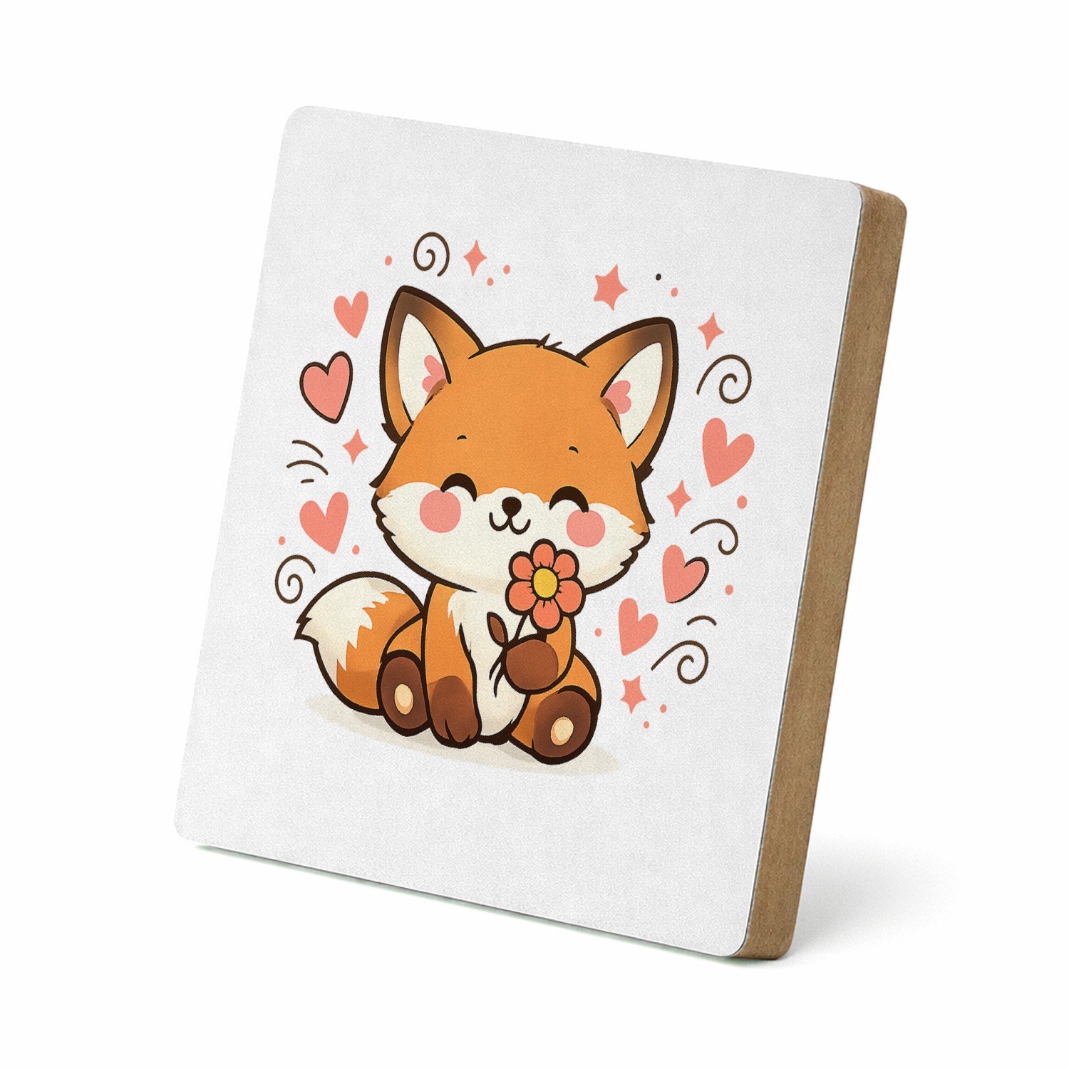 Mr Cadeautjes MDF staande fotolijst 15,2 x 15,2 - design Een vrolijk waarderingsontwerp met een schattige mascotte en | cadeau Wit