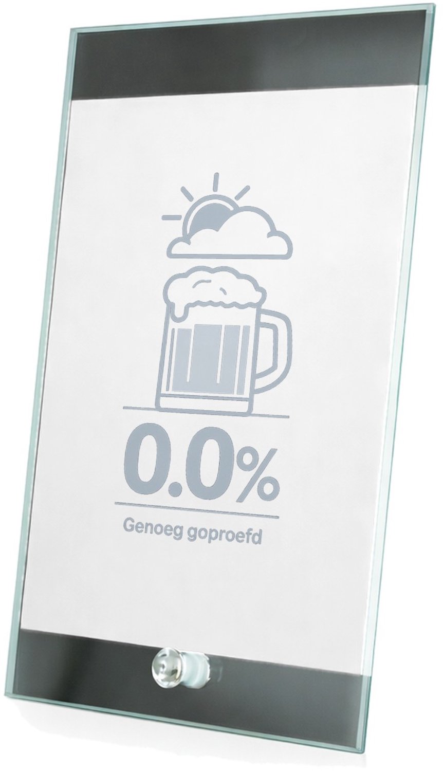 Mr Cadeautjes Glasframe 15 x 23 - design Een weerbericht-grap rond koffie in plaats van bier, met een | cadeau Wit