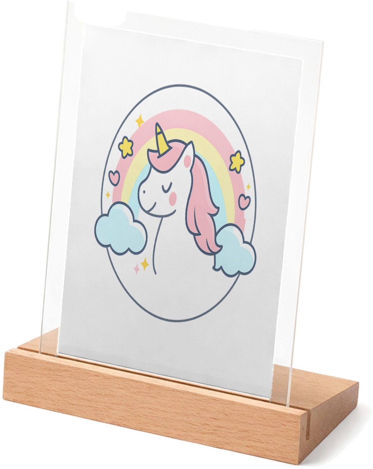 Mr Cadeautjes Glasframe met vaste tekst - design Pastel jungleklok met een vriendelijke giraffe als middelpun | cadeau Wit