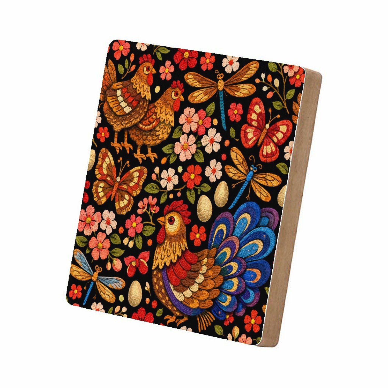 Mr Cadeautjes MDF staande fotolijst 15,2 x 15,2 - design Een tuinpatroon met vlinders, libellen en bloemen in een han | cadeau Wit