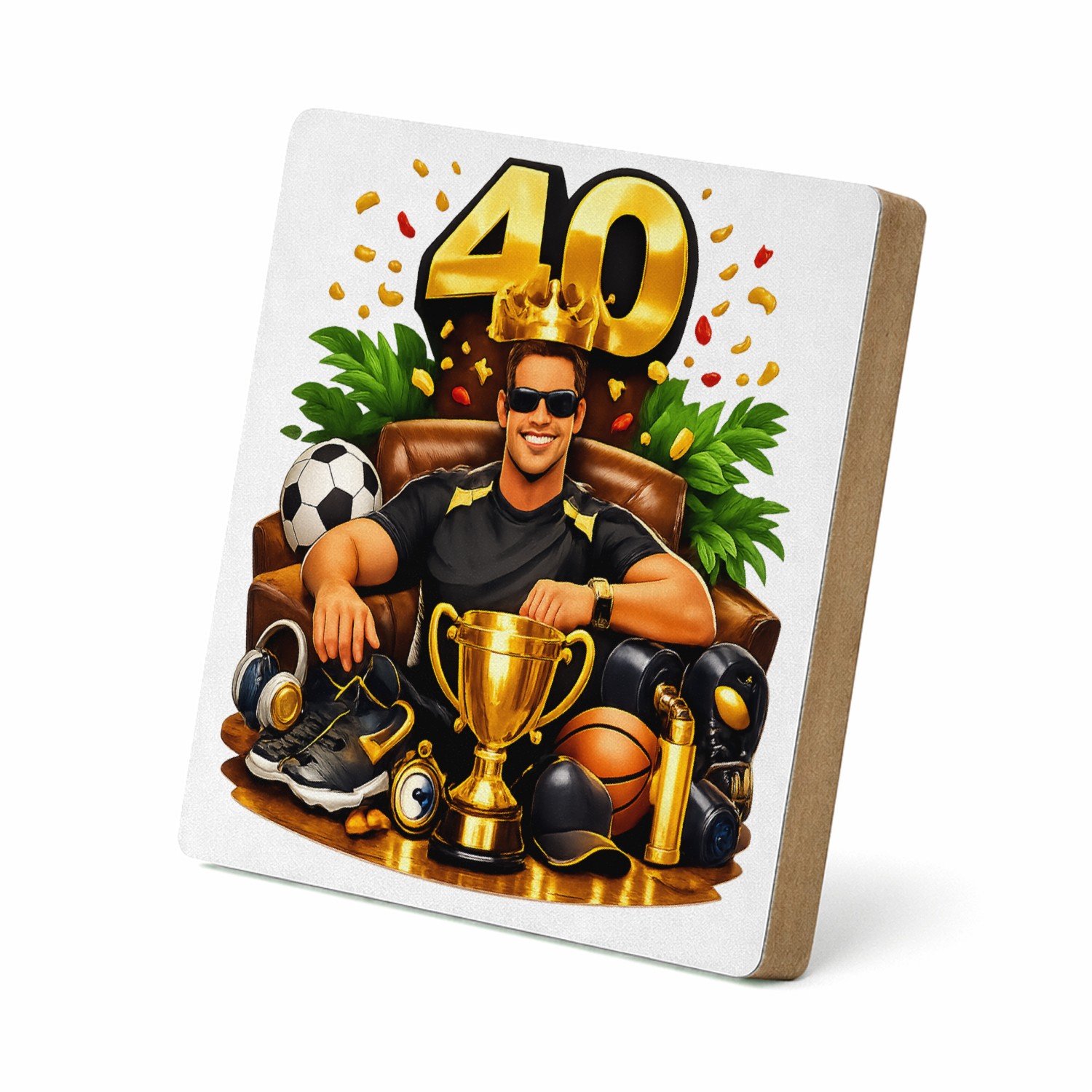 Mr Cadeautjes MDF staande fotolijst 15,2 x 15,2 - design Kampioen van het nieuwe decennium | cadeau Wit