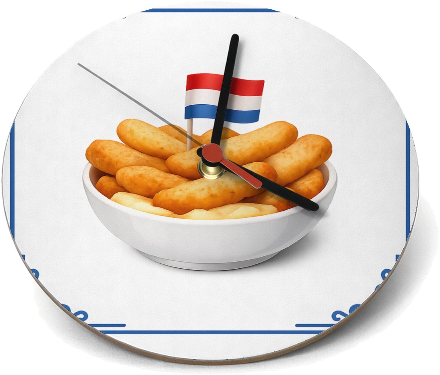 Mr Cadeautjes Klok rond Ø 19 - design Keukenhumor rond een andere populaire snack, met eenzelfde p | cadeau Wit