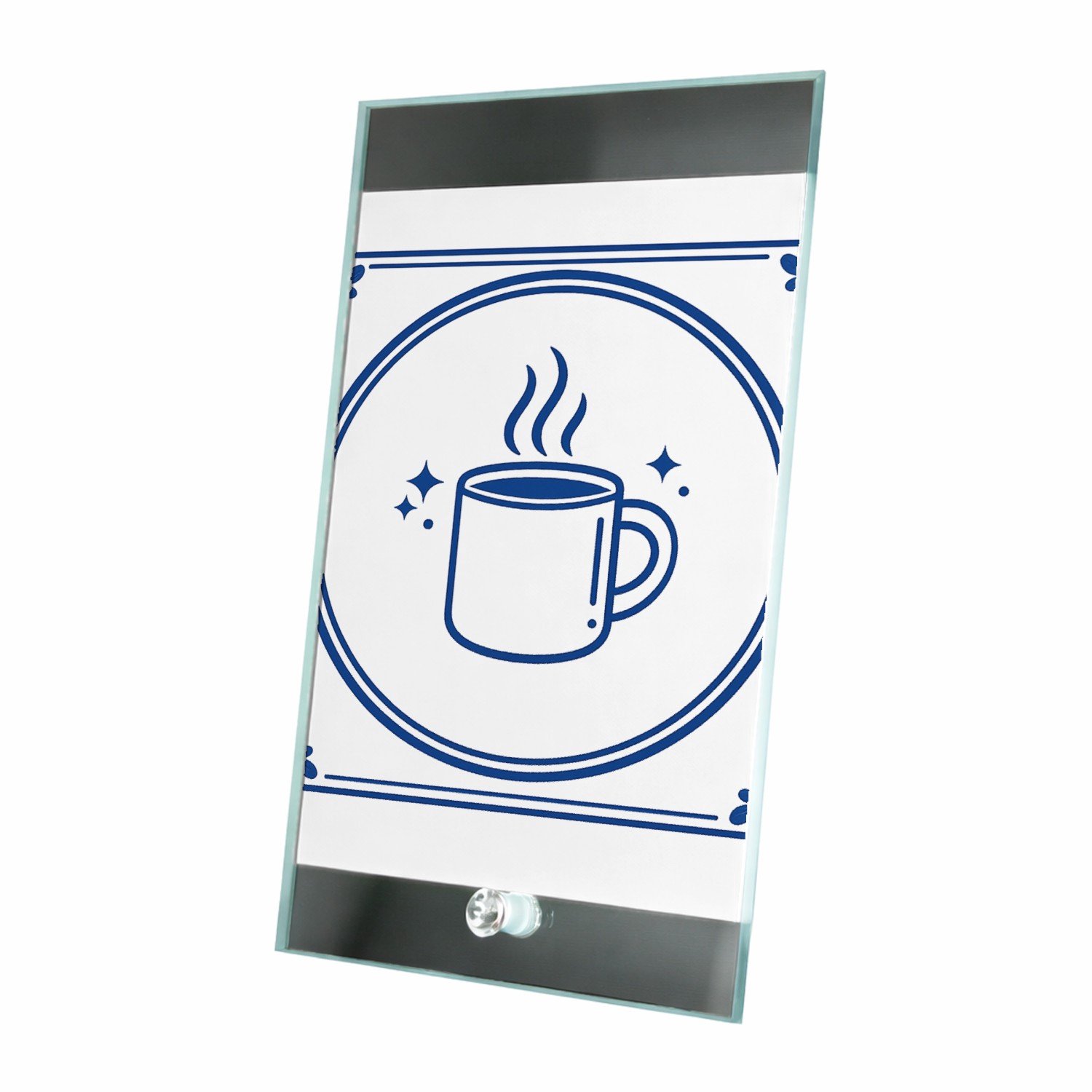 Mr Cadeautjes Glasframe 15 x 23 - design Klassieke tegel met luchtige ochtendhumor rond koffie en cha | cadeau Wit