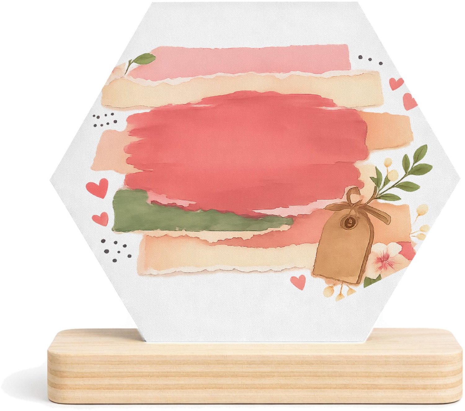 Mr Cadeautjes MDF fotolijst/inleg hexagon 14 x 13 - design Een vrolijke, gelaagde love-note compositie met een andere f | cadeau Wit