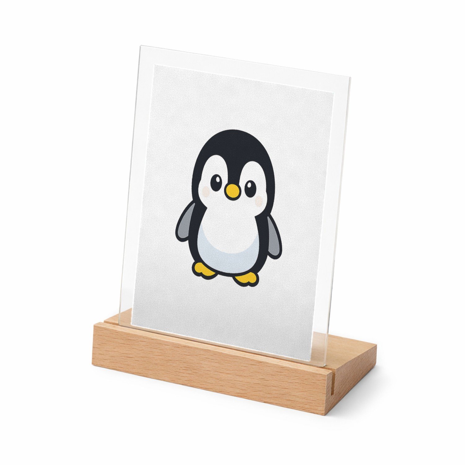 Mr Cadeautjes Glasframe met vaste tekst - design Een vrolijke, ronde vos met grote ogen in een minimalistisch | cadeau Wit