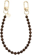 xoxo Wildhearts telefoonkoord - Brown Sugar (kort koord) - Geschikt voor iPhone - Geschikt voor Samsung - Universeel - Phone cord - Telefoonketting - Kralenketting met gouden details - Koord voor telefoon - Bruin