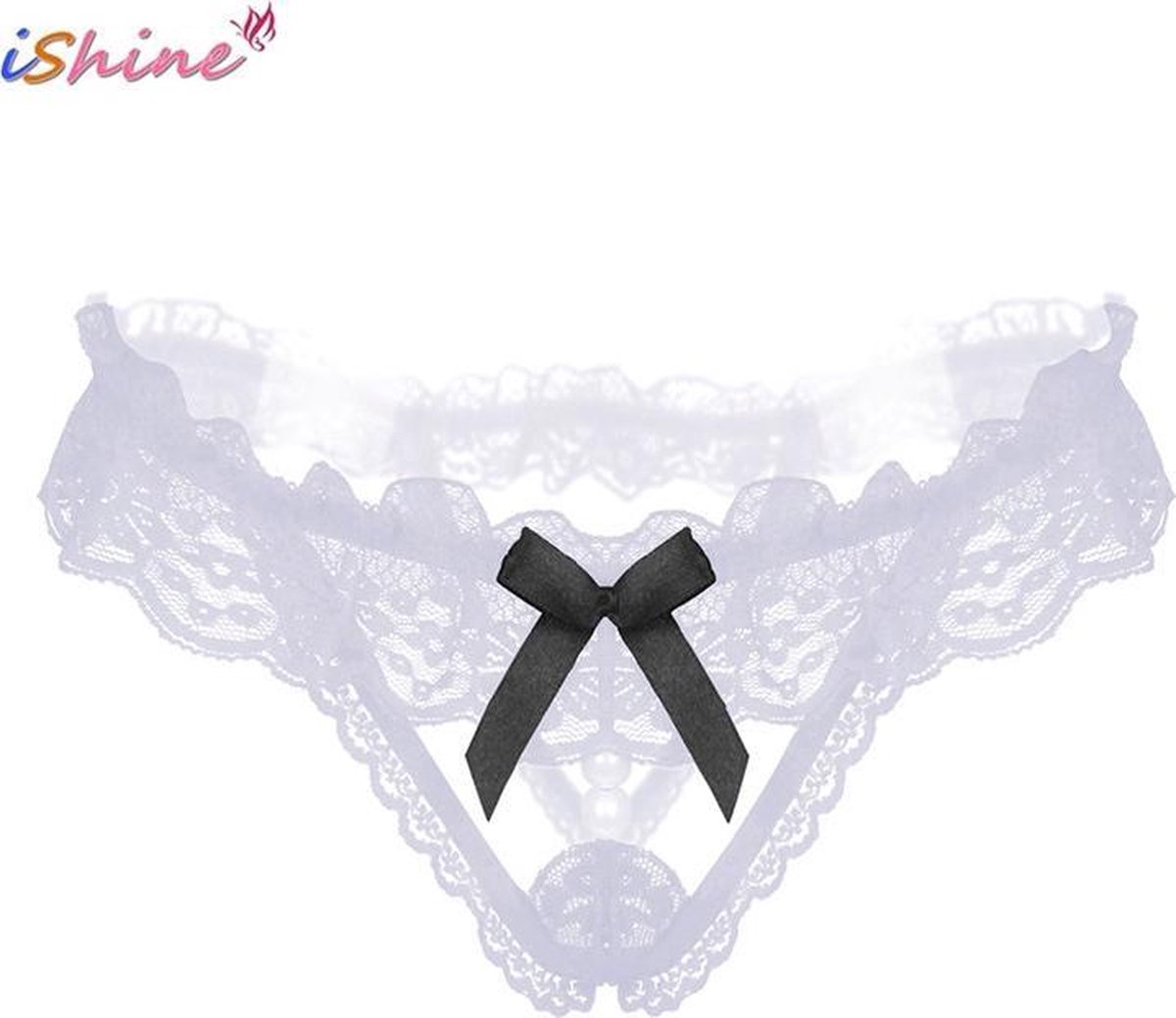 Sexy String kant met parels Wit