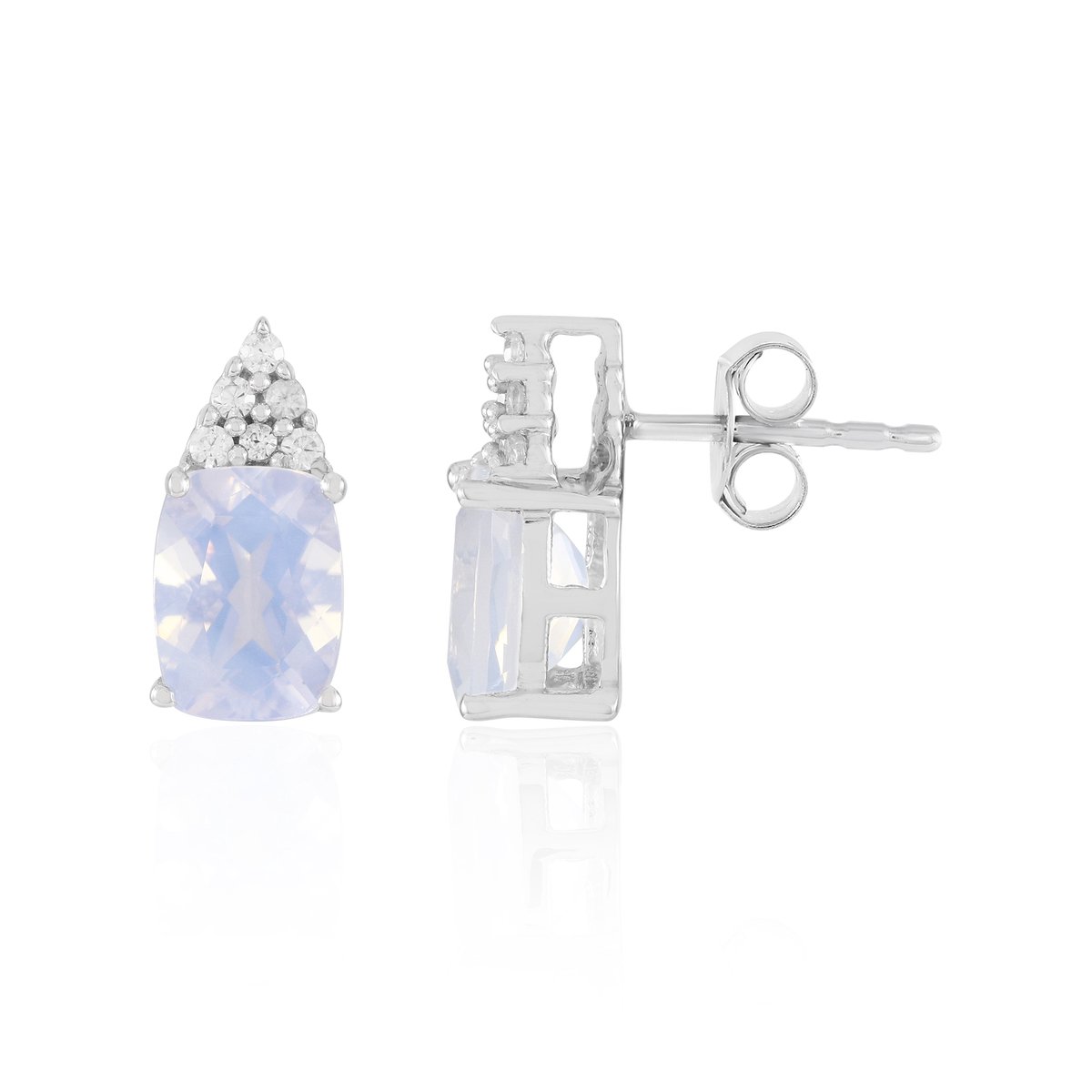 Cavill - Elegante 925 Sterling Zilveren Oorbellen - 2,26 ct Maanblauwe Kwarts - 0,219 ct Tanzaanse Zirkonen - Druppel Design
