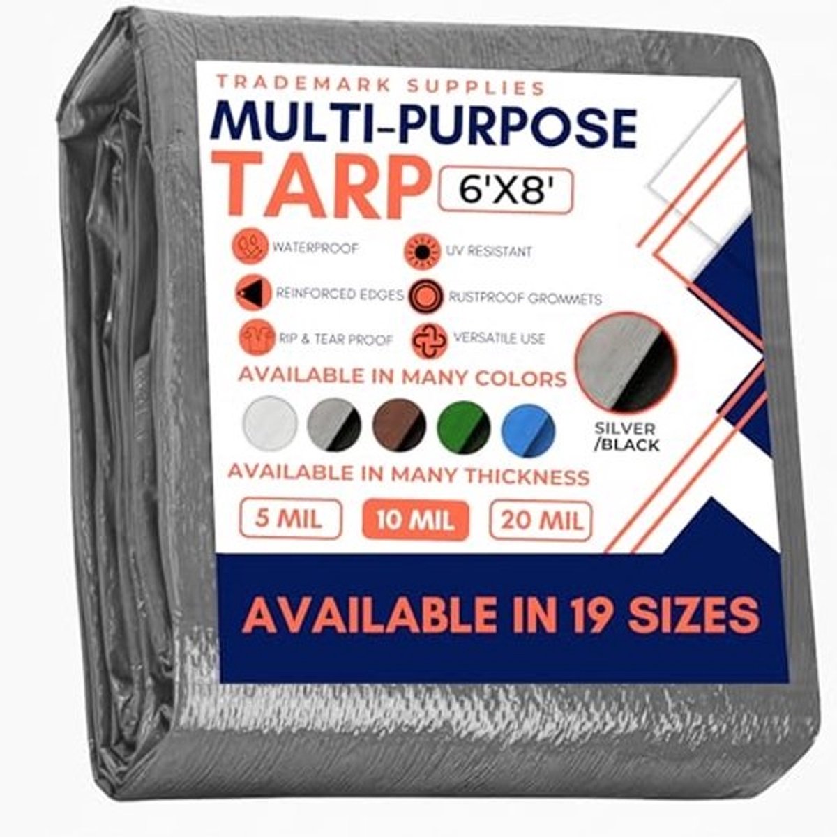 Heavy Duty Tarp Dekzeil voor Luifeltent, Boot, RV of Zwembadafdekking (1,8 x 2,4 M)