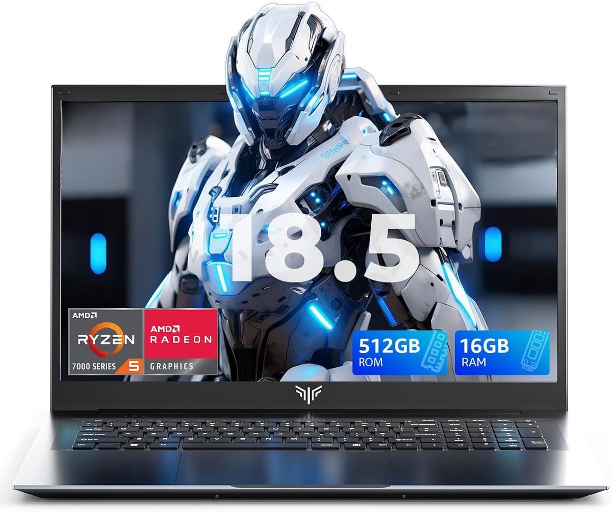 ACEMAGIC AX18Pro 18,5'' FHD-laptop - AMD Ryzen 5 7430U - 16 GB DDR4 RAM 512 GB SSD - Windows 11 Pro - Wifi 6 - Grijs