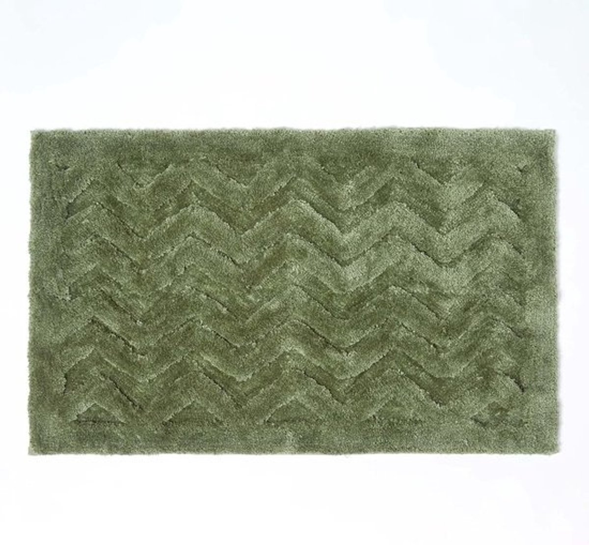 Super absorberende pluche chevron geometrische badmat in saliegroen - machinewasbaar 50 x 80 cm