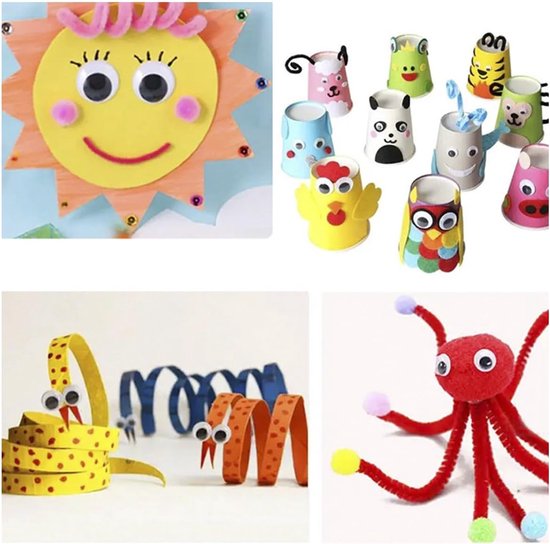 Ogen van kunststof, wiebelogen, golvend, verschillende maten, zelfklevende ogen voor knutselwerk, scrapbooking, decoratie (700) — afbeelding 2