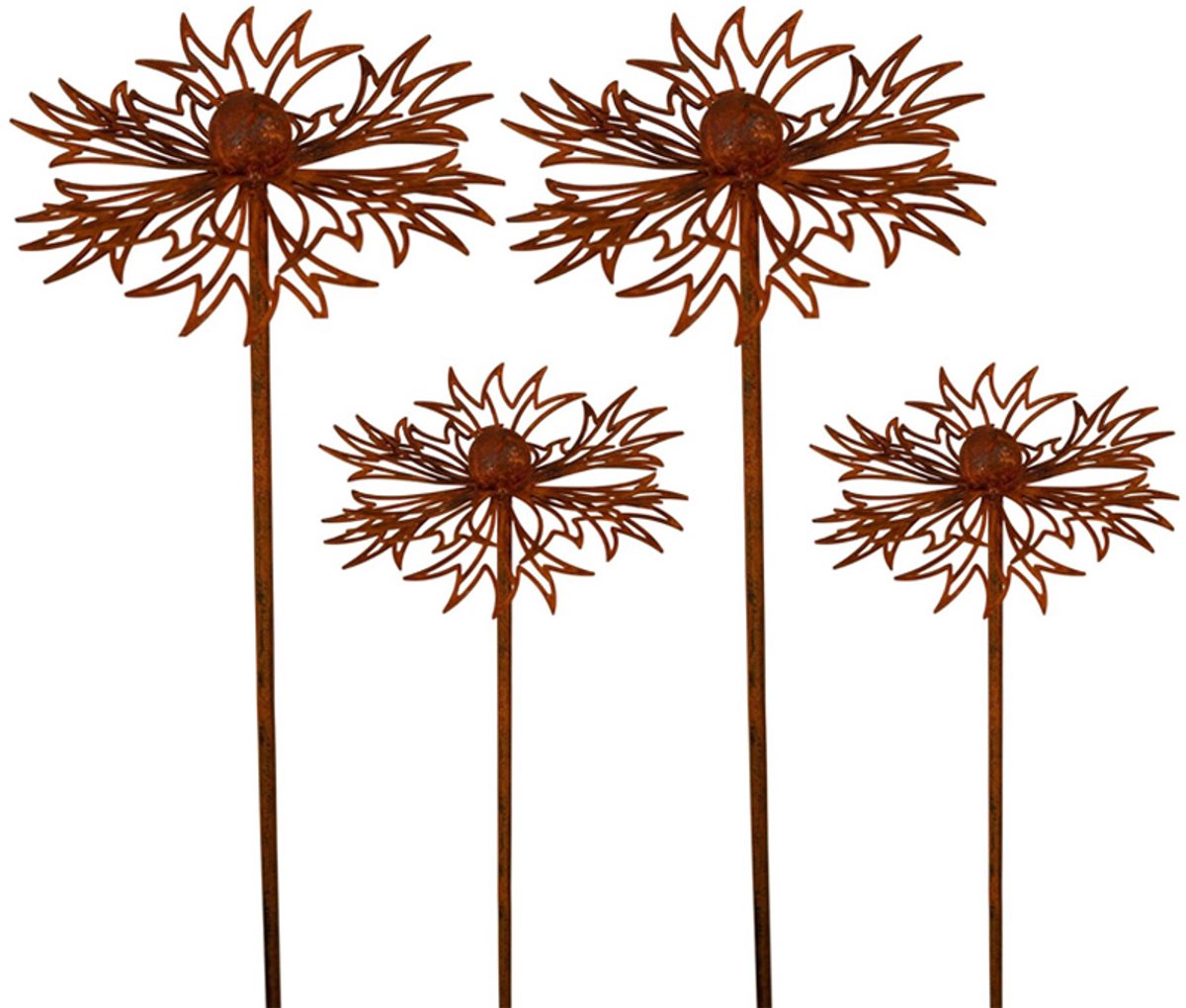 4 stks Rustieke Metalen Bluebonnet Stake Decoratieve Tuin Art Roest Afwerking Ijzer Gazon Ornament Outdoor Decoraties voor Tuin Yard Stakes